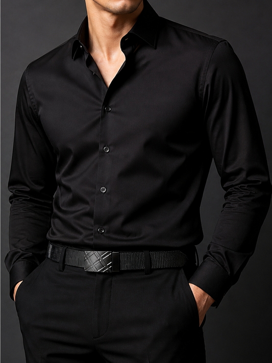 man in black belt