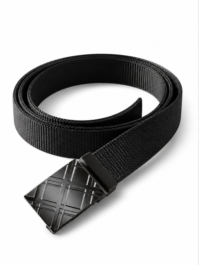 man in black belt