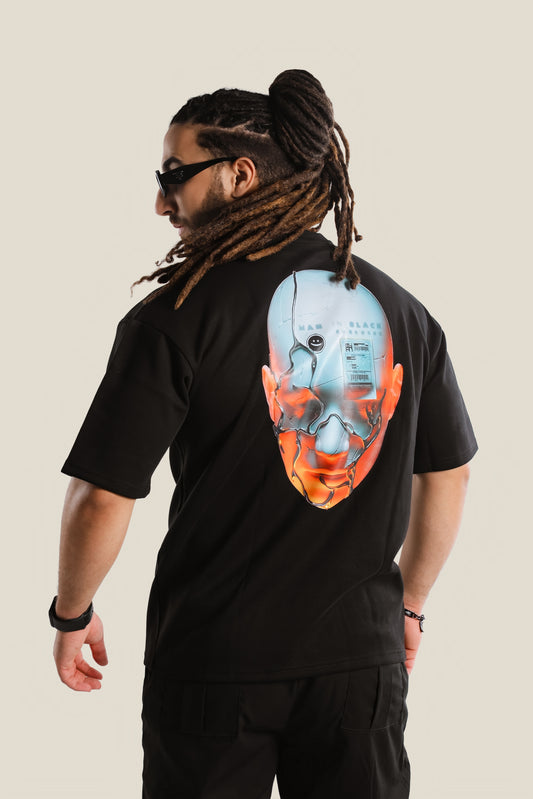 BLACK Over size RAVE Man In Black T-shirt