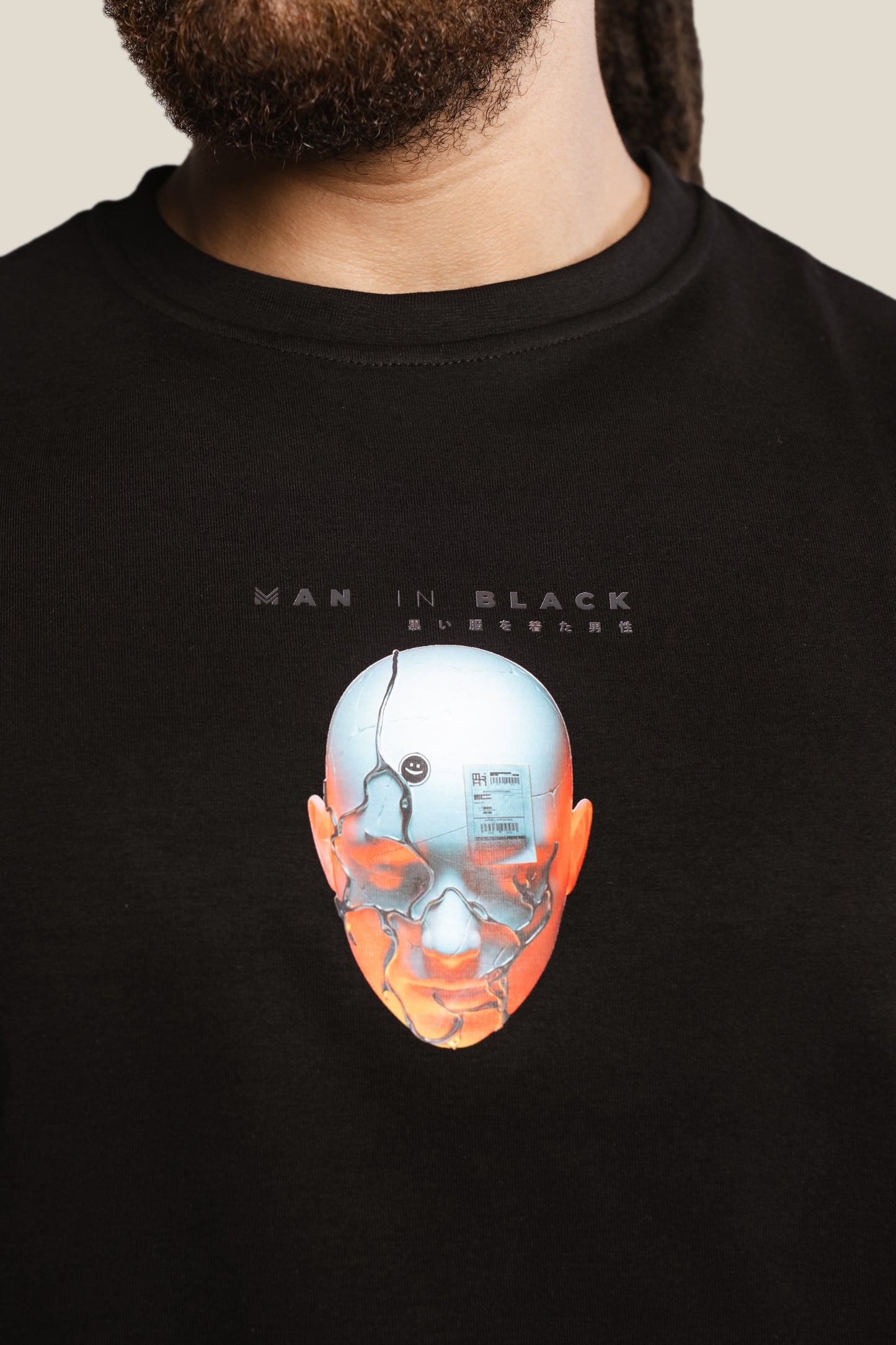 BLACK Over size RAVE Man In Black T-shirt