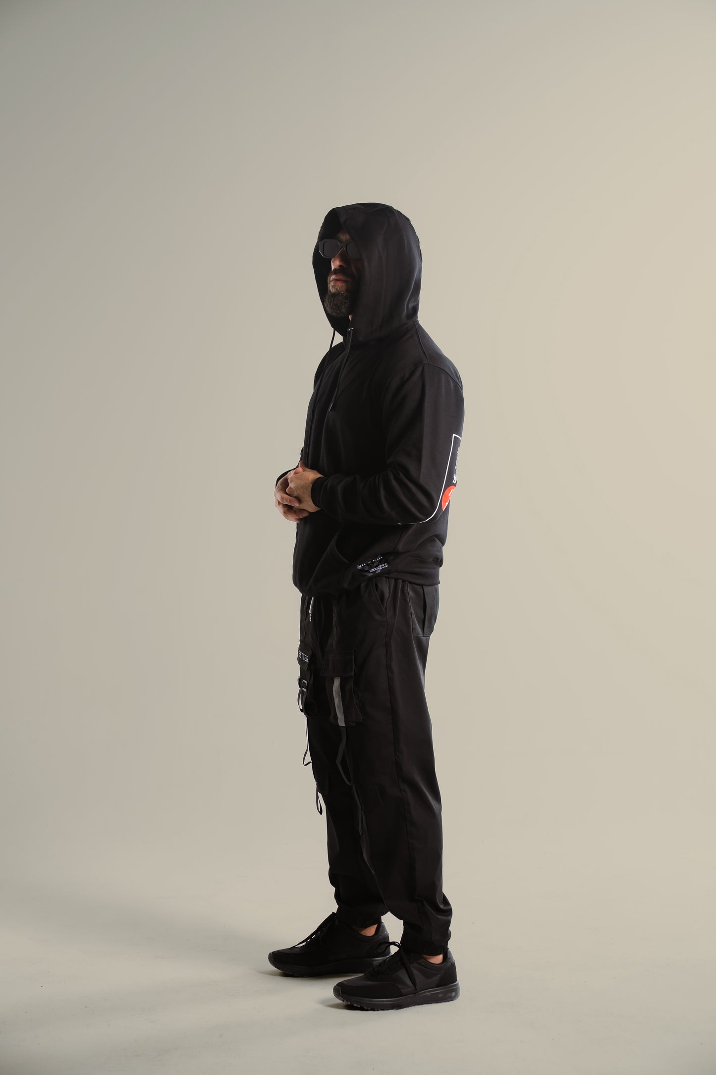 Japanese Style Man In Black Hoodie