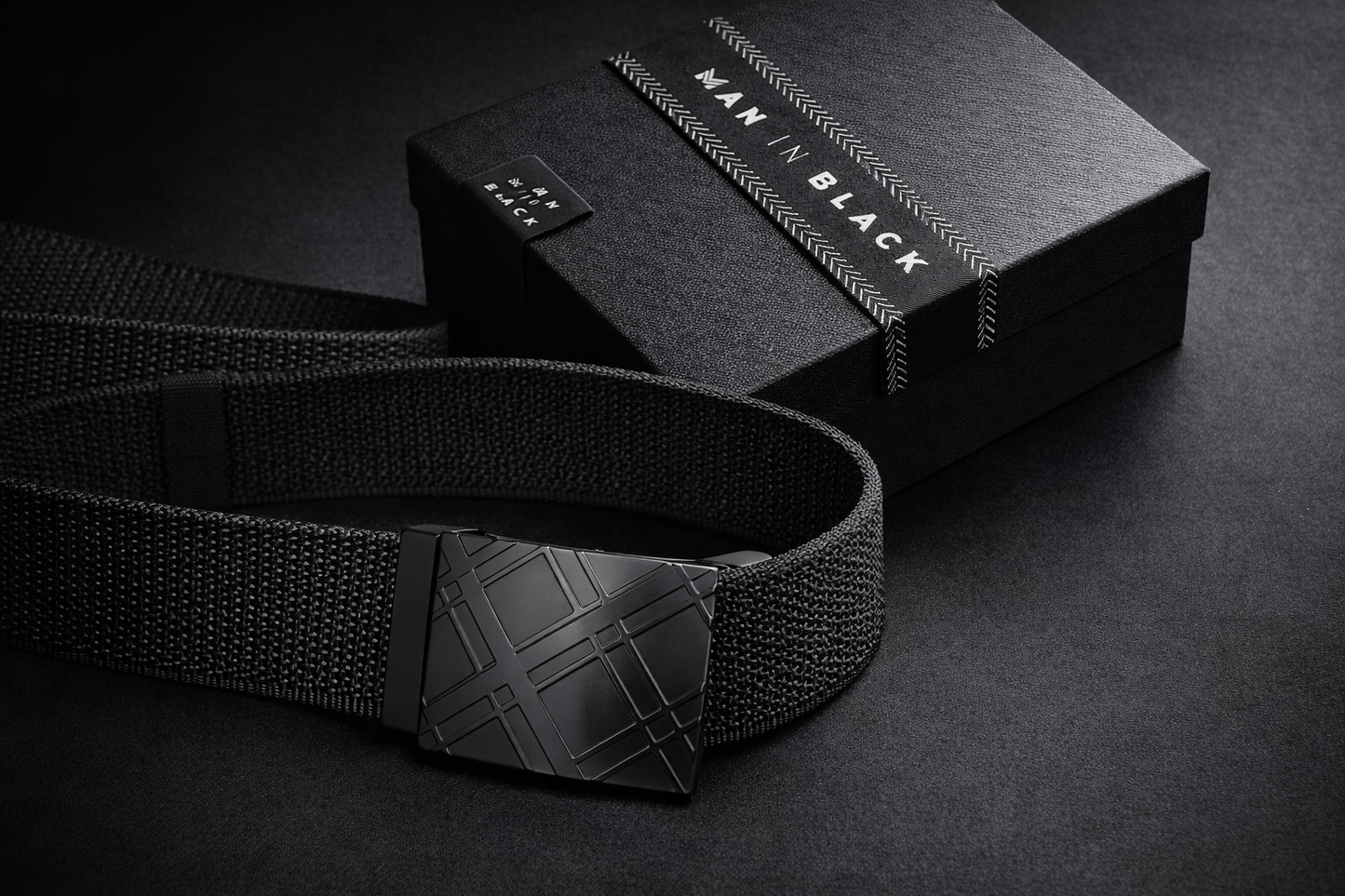 man in black belt
